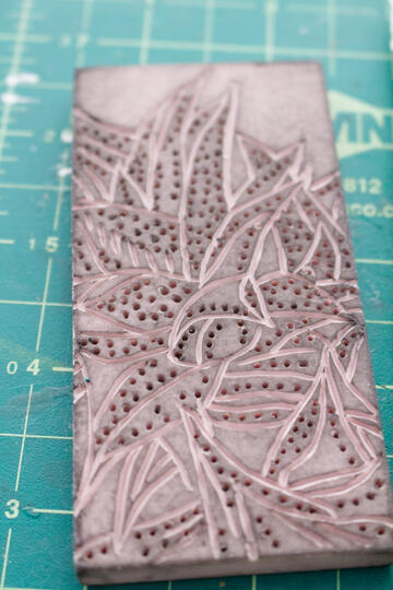 A blockprint of a Zebra Succulent plant.